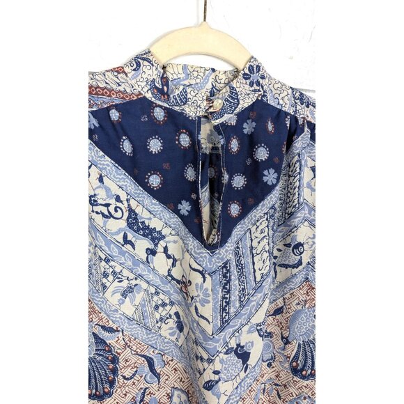 Vintage batik tribal print cotton pullover shirt - Picture 6 of 7